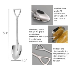25 Pack Shovel Shape Demitasse Espresso Spoons, Stainless Steel Coffee Ice Cream Dessert Spoons for Home and Party