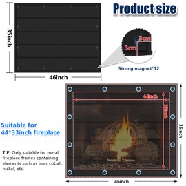 Magnetic Fireplace Blanket for Heat Loss Indoor Fireplaces Covers Keep Drafts Out Fireplace Draft Stopper with Built-in 12 Strong Magnet for Iron Fire Place Frame Fireplaces Screen 46x35