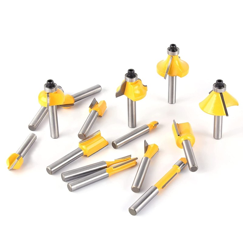 Flytuo 15 Pieces Router Bits Set 1/4 Inch Shank, Tungsten