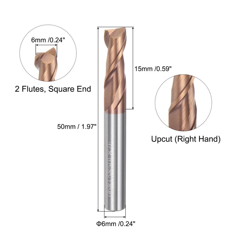 sourcing map 2pcs 6mm Dia 6mm Shank Square Nose End