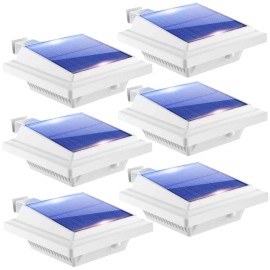 Uniquefire 2/6Pcs Outdoor Solar Gutter Lights Wall Lamp 40LED Waterproof for Garden Fence  - 6Pcs, Warm White