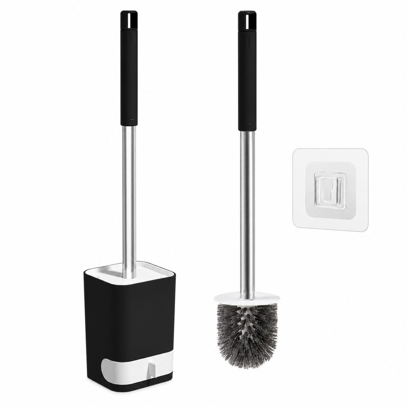 Wall-Mounted Toilet Brush with Drainable Base – Long Handle Bathroom