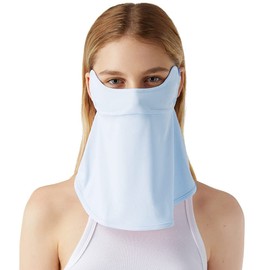 Polaina para el cuello, bufanda facial, protección solar, pasamontañas de tela con trabillas para las orejas, Azul, Talla única