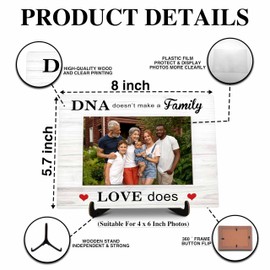 valucise Family Pictures Frame, DNA Doesn't Make A Family Love Does Photo Frame with Stand, Family Gifts for Dad Mom Son Daughter, Farmhouse Home Living Room Bedroom Office Decoration -a09