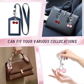 ZLSPTK 3Pcs Cherry Keychain Silver Y2K Cherry Bag Charm for Purse Cherry Key Chain for Women Cherry Accessories for Handbags Purse Charms Metal Keychain Bulk Birthday Christmas Gifts Stocking Stuffers