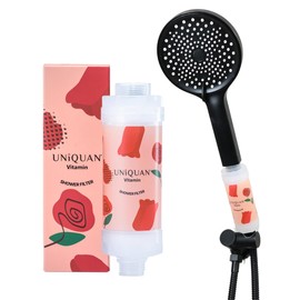Uniquan Vitamin C Shower Filter with Aromatherapy, Soften Hard Water, Chlorine & Flouride Removal, Skin & Hair Care, Easy Installation,Universal Fit, Eco-Friendly, Made in Korea (Fire Rose)