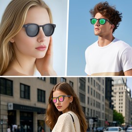 AEANU 3-Pack Polarized Sunglasses for Teens Young Women – UV400 Color Mirror Lenses, Matte Round Frame Small Faces Driving,Beach,Outdoors (GREEN/BLUE/SILVER)