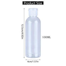 4 PC 100ml Empty Plastic Travel Bottles for Toiletries Leak Proof Squeezable Containers Travel Essentials Accessories, clear