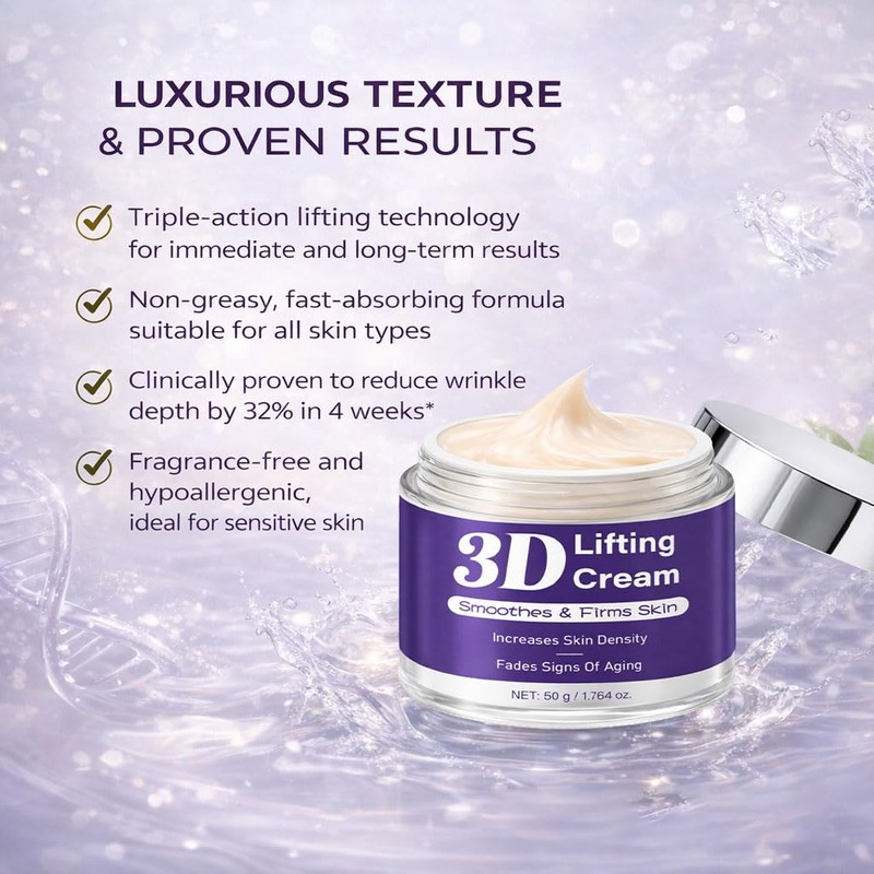 3D Lifting Night Cream with 17-Peptide for Wrinkles, 1.76 fl