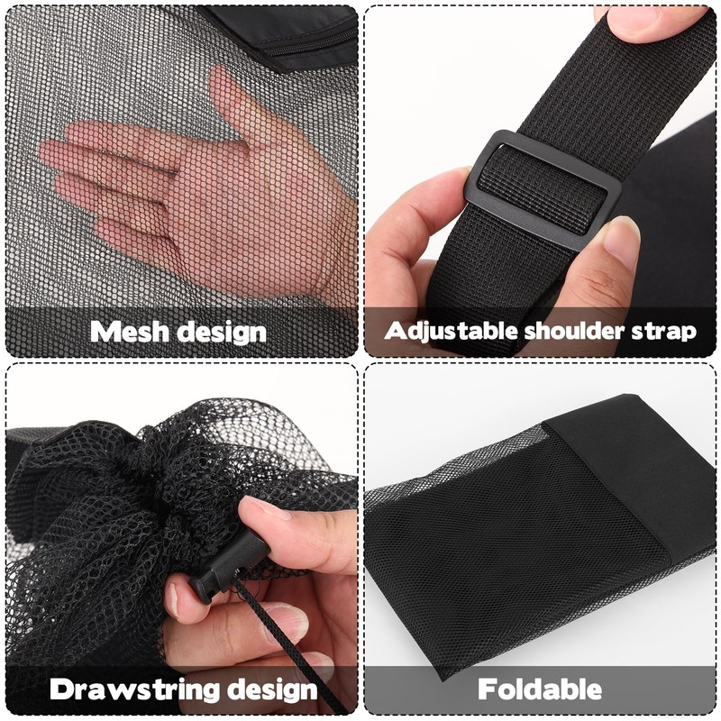 KKONHII 2Pcs Large Mesh Beach Bag Drawstring Toys Bag, Reusable