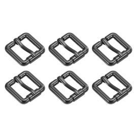 uxcell 6Pcs Metal Roller Buckles, 38mm (1.5-inch) Glides Slider Movable Bar Strap Adjuster Rectangle Keeper for Bags Leather Crafts (Gun-black)