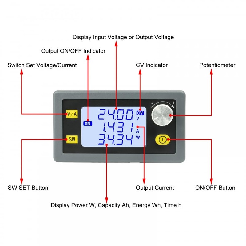 DC Buck Converter, XY-6020L 1200W DC-DC Step Down Power Supply