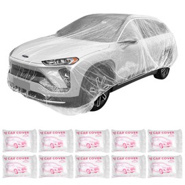 awagas Clear Plastic Car Cover 10 PCS Disposable Car Covers for Automobiles, 21.7x12.5 ft Elastic Band Car Covers Clear Waterproof Dustproof Full Car Protective Cover for All Brands of Sedan Cars