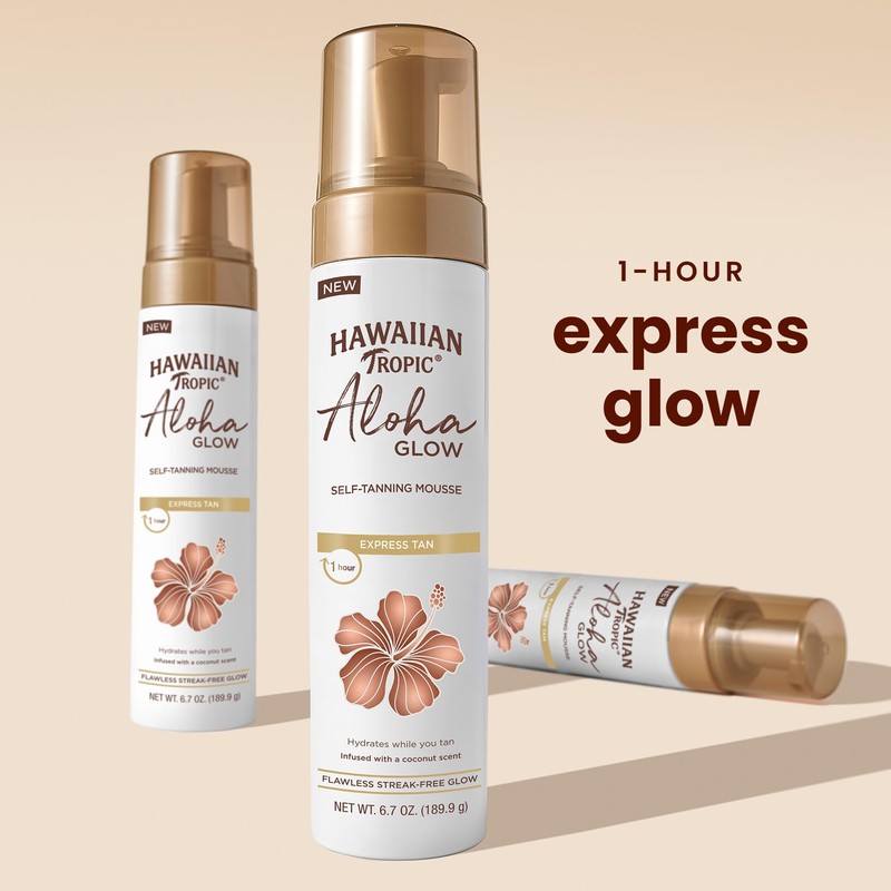 Hawaiian Tropic Aloha Glow Self Tanning Mousse, Express Tan, 6.7oz