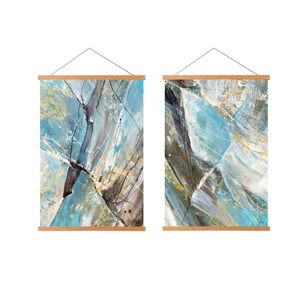 FALAMON 2 Pack Teak Wood Magnetic Poster Frame Hanger, 24x36