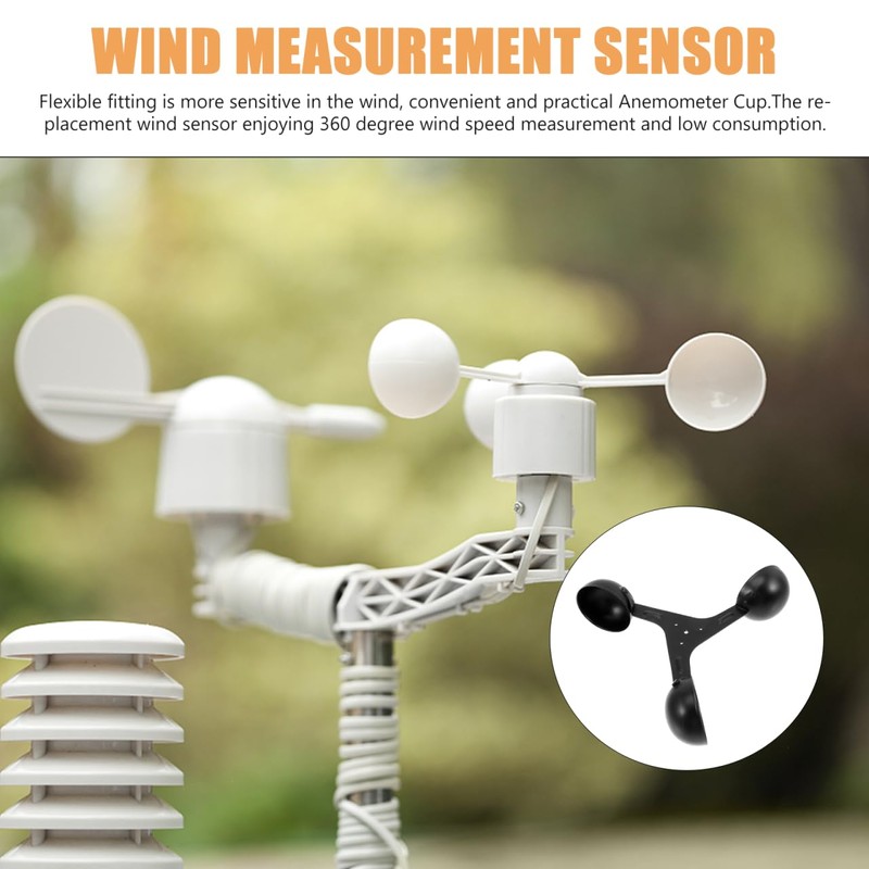 SUPVOX Aluminium Alloy Anemometer Wind Cups - Black, 6.69 Inch