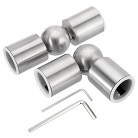 BTSKY Set of 2 Curtain Rod Corner Connector Heavy Duty Hinged Elbow Connector Adjustable Window Curtain Rod Corner Connector for 1 Inch Bay Window Blind, Silver