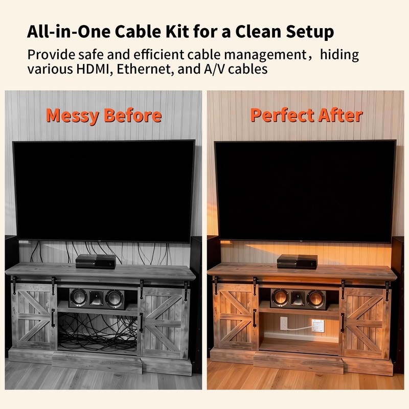 TV Cable Hider Wall Kit for Wall Mounted TV with