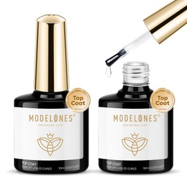 Modelones Top Coat, Pack of 2 10 ml No Wipe Top Coat Gel UV, Top Coat UV LED Gel Polish Gel Nail Polish