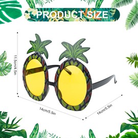 Gukasxi Funny Hawaiian Glasses Luau Party Sunglasses Tropical Sunglasses Novelty Beach Party Glasses Fancy Dress Photo Booth Props for Adults Kids Summer Party (Yellow Pineapple)