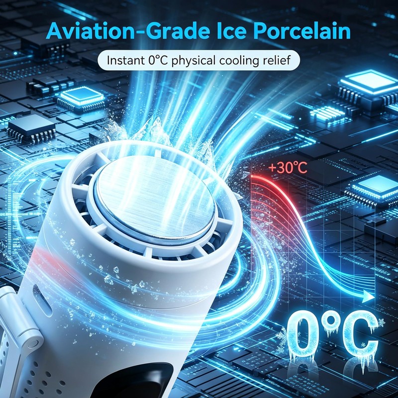 Acotobow Clip On Handheld Turbo Fan with Flashlight and Cooling,