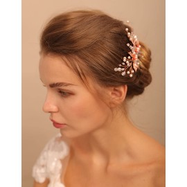 Deniferymakeup Rose Gold Bridal Rhinestone Flower Hair Pins Set for Bride Women Girls