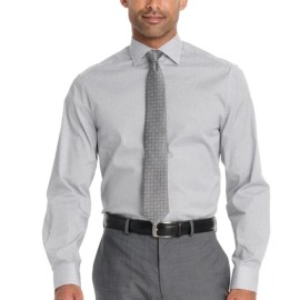 Nick Graham Mens Modern Fit Button Down Dress Shirt Tie Grey 14.5 32/33