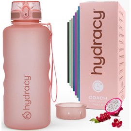 Hydracy Botella de agua con marcador de tiempo, botella grande de medio galón, 1.89 litros, sin BPA y manga sin sudor - Botella para gimnasio a prueba