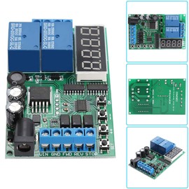 Youmile 5V - 24V DC Motor Forward/Reverse Controller module Timing Delay Time Cycles Relay Motor Controller Board with red and black cable DC male cable Screwdriver
