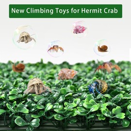 HyzaPhix 2pcs Hermit Crab Climbing Toys,10x10 Inch Faux Grass Mat Reptile Plants Artificial Boxwood Panels Reptile Tank Accessories for Bearded Dragon Lizard Terrarium Decor (Green)