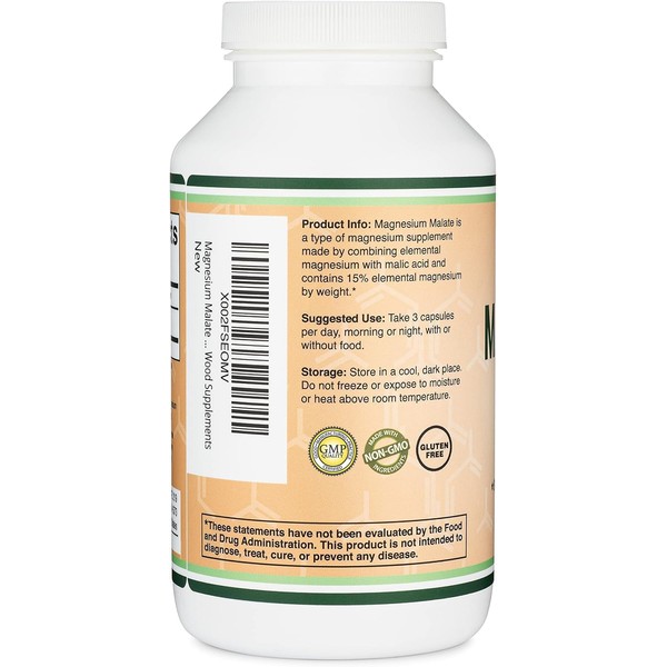 Double Wood Supplements Magnesium Malate Capsules (420 Count) - 1,500mg