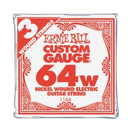 Ernie Ball Paquete de 3 cuerdas de guitarra de níquel Wound calibre .064, paquete de 3