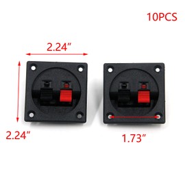 Tulead 2.24"x2.24" Speaker Box Terminal Cups 2 Positions Spring Clip Speaker Cabinet Binding Post Cups Pack of 10 (1.93-Inch Diameter)