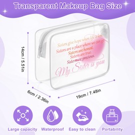 Sister Quotes Gifts Clear Makeup Bags with Zipper Sister Friendship Gifts Inspirational Quotes Gifts for Women Birthday Gifts for Sisters from Sisters Adult Cosmetic Travel Bag Organizer