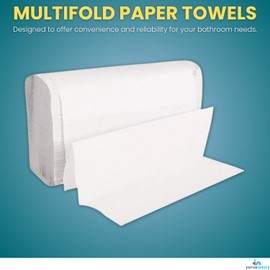 1InTheOffice Multifold Paper Towels, Paper Hand Towels for Bathroom, Folded Paper Towels, 1-Ply, 9" x 9.45", 250 Towels/Pack, 1 Pack