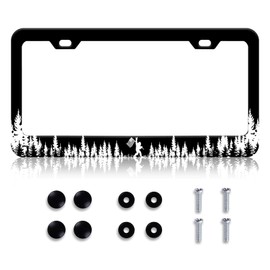 Forest Bigfoot License Plate Frame - American Flag Black Forest Cool Metal License Plate Frames Holder Covers, Rust-Proof Waterproof Car Decorative Tag Frames for Standard Us 12x6 Inch