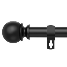 Black Curtain Rods for Windows 28 to 48 Inch,5/8 Inch Diameter Stainless Steel Adjustable Heavy Duty Curtain Rod with Brackets, Easy Installation for Indoor and Outdoor