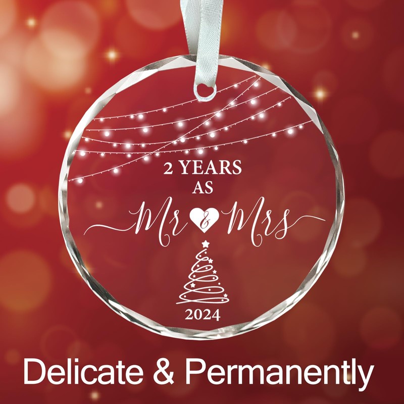 2 Year Anniversary Ornament 2024, 2nd Anniversary Mr and Mrs