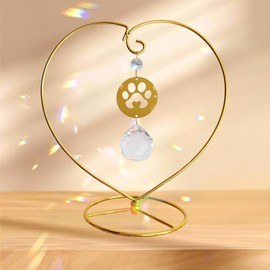 Pet Memorial Suncatcher,Dog Memorial Gifts for Loss of Dog,Pet Sympathy Crystal Sun Catcher with Golden Stand,Thoughtful Dogs and Cats Remembrance,Sympathy,Bereavement Gifts