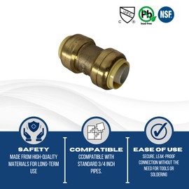 2 Pcs XFITTING Push Fit 3/4 Inch x 3/4 Inch, 3/4" Push Fit Coupling with 1 Clip, 27-2-2=2W.1C