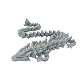 Grey 26 in. Gemstone Dragon 3D Printed Articulated Fidget Toy - Flexible & Fun Desk Decor Figurine - Sensory Toy & Stress Relief for Home, Work, School, Classroom, Office & Gifts