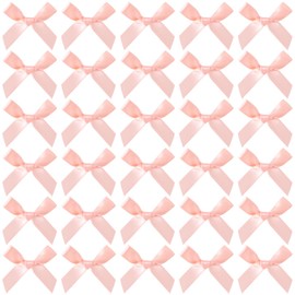 Mxxipp 35pcs Mini Ribbon Bows for Craft, Small Satin Ribbon Bow, Cute Soft Bowknot Sewing Accessories for Flowers Bakery Wrapping Christmas Wedding Birthday Party Decoration- Light Orange