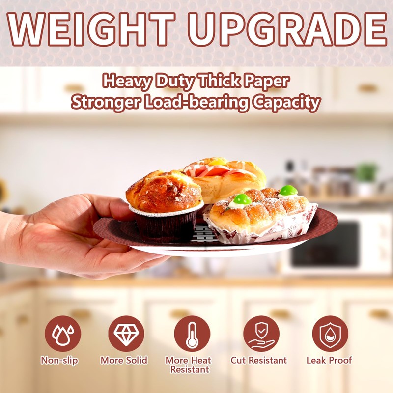 50Pcs Football Paper Plates 10 Inch Large Heavy Duty Sport