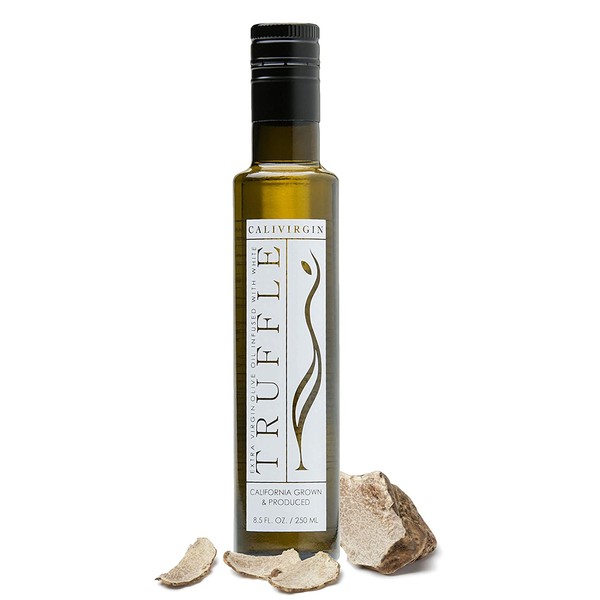 Calivirgin White Truffle Olive Oil - White Truffle Infused Extra Virgin Olive Oil - Cold Pressed Olive Oil - White Truffle Flavored Olive Oil - No Preservatives, Organically Grown Olives - 250ml