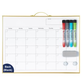 TSJ OFFICE White Board Calendar - 12 X 16 Inches Magnetic Dry Erase Board Monthly Calendar, Double Sided Writing Tablets with a Handle, to Do List Notepad for Office, Home, School, Gold Aluminum Frame