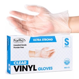 ForPro 100ct Vinyl Gloves, 2.75 mil. Palm/3.9 mil. Fingers/Small, Clear