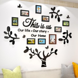 hejiagongsi Collage Picture Frames for Wall - MDF- Wooden 6x8 4x6 Black Picture Frames Collage Family Tree Wall Decor Photo Frames Multiple Pictures Wooden Family Gallery Living Room Wall Decor