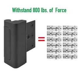 Home Security Door Lock, Childproof Door Reinforcement Lock with 3" Stop Withstand 800 lbs for Inward Swinging Door, Upgrade Night Lock to Defend Your Home (Black-2 Pack)