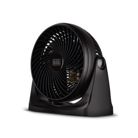 BLACK+DECKER 7-Inch Portable Turbo Fan, 3-Speed Settings, Desktop Personal Cooling for Table with 90° Tilt Angle Fan Head, Lightweight for Bedroom or Office, BFTU107, Black