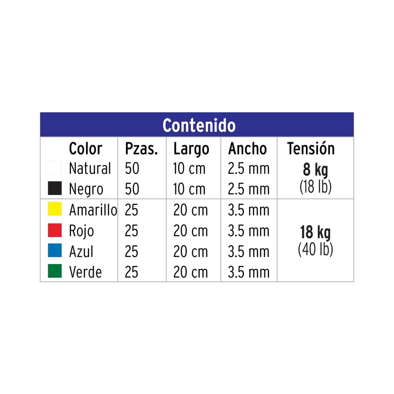 Volteck CIN-20C, Bolsa con 200 cinchos plásticos en colores surtidos